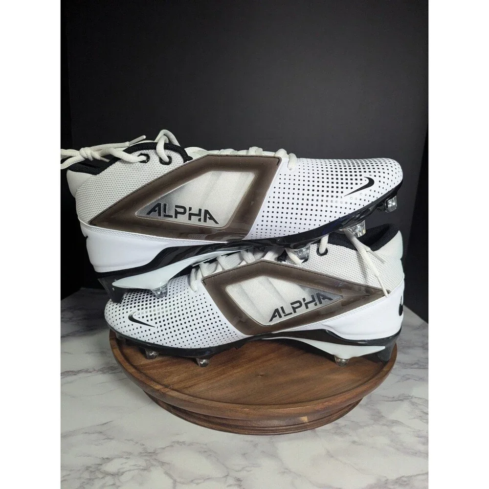 Nike Alpha Menace 4 Pro White Black Cleats Men Size 13.5 HF4555 100
